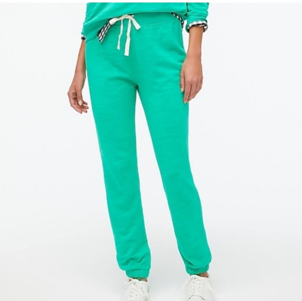 J. Crew Heritage Cotton Fleece Jogger Pants Green - Medium - Picture 2 of 8